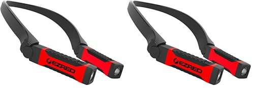 EZRED Bright NK10 Anywear Neck Light for Hands-Free Lighting, Red and Black, 200 Lumen LED, Adjustable Beam, Water Resistant, Perfect for Mechanics, Camping, Hunting, DIY Projects, Reading (Pack of 2)