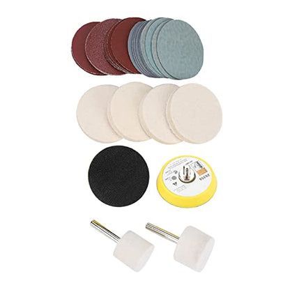 Glass Polishing Kit Cerium Oxide Powder 230g for Car Windshield Scratch Removal 7 Piece Drill Attachment Set with Wool Felt Polishing Wheel Disc Sandpaper 150 to 7000 Grit