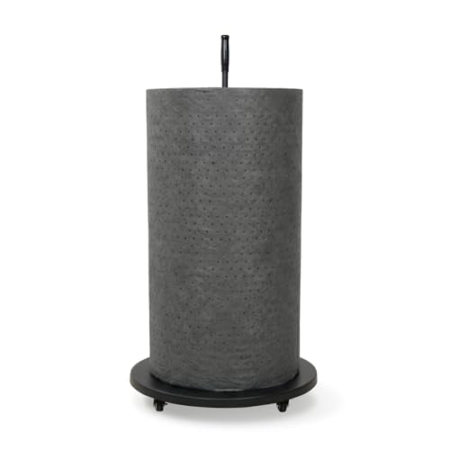 Absorbent Mat Roll Holder, Rolling Mat Oil Absorbent Pads Holder with Wheels, Floor Oil Spill Mat Dispenser Rack, Metal Mat Roll Utility Cart for Workshop Garage Factory