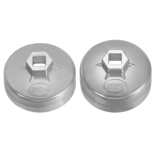 HARFINGTON 2pcs Oil Filter Cap Wrench 14/15 Flute 73mm Inner Dia 1/2" Square Drive Aluminum Cup Type Drive Metric Oil Filter Socket Removal Tool for Engine Conduit Fittings - size: 14/15 Flute 73mm