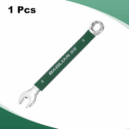HARFINGTON 9mm Metric Combination Wrench 10 Degree Offset 12 Point Cr-V Steel Single Open End Spanner Wrenches for Automotive Repair Furniture Assembly - size: 9mm