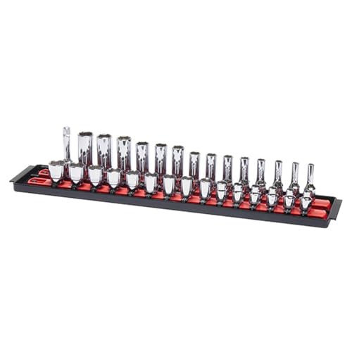 Ernst Manufacturing - 8492 Socket Boss 2-Rail 1/4-Inch-Drive Socket Organizer, 13-Inch, Red - Made in the USA - color: Red, size: 1/4", style: 13-INCH