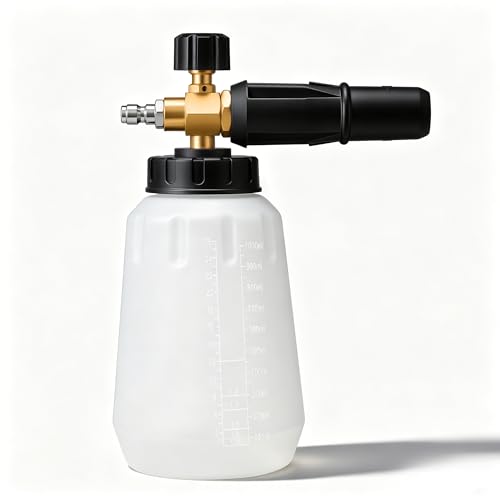 Lichamp Foam Cannon for Pressure Washer, 1000ml Wide Mouth Snow Foam Lance, 1/4 Inch Quick Connector, Adjustable Foam Thickness & Spray Width, Brass Head & Stainless Steel for Car, Driveway, Patio