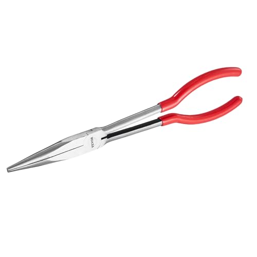 VEVOR 5-Piece Needle Nose Pliers, 11 in Long Needle Nose Pliers Set, Diagonal Cutting Pliers, 45°/ 90° Bent Nose Plier, Round Nose Plier, Long Nose Plier, Professional Pliers Set with Storage Bag