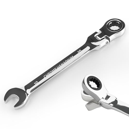 Egofine 10mm Ratchet Wrench Flex Head, Ratcheting Combination Wrench Metric, Industrial Grade Gear Spanner with 12 Point Box End, 72-Teeth Ratchet, Chrome Vanadium Steel - style: 10mm