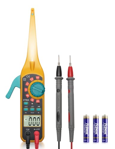 Automotive Circuit Tester with Hook Probe, 4-in-1 Digital Multimeter Auto Electrical Tester DC/AC Aging Voltage Resistance Continuity Battery Diode Tester with Screen for Car Truck Repair