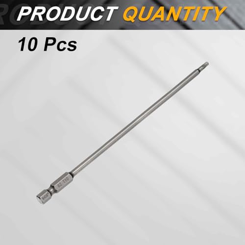 HARFINGTON 10pcs T10 Torx Head Screwdriver Bit 1/4" Hex Shank 6" (150mm) Long Magnetic No Hole Tip Tamper Proof 6 Point Star Screw Driver Drill Bits S2 Steel Industrial Power Screwdrivers - size: T10 x 6"