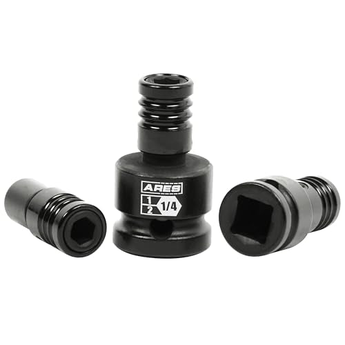 ARES 22035 – 3-Piece Impact Grade Quick Release Bit Holder Set – 1/4-Inch, 3/8-Inch, and 1/2-Inch Drive - Compatible With 1/4-Inch Hex Shank Bits - Quick Release Mechanism for Rapid Attach and Release - size: 3-Piece Impact Grade Quick Release Bit Holder