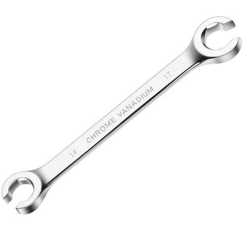 Flare Nut Wrench, 14mm x 17mm Double Open End Metric Wrench for Removing and Replacing Nuts for Automotive Repairs and Household Maintenance - size: 14mm x 17mm