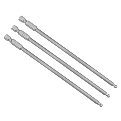 uxcell 3 Pcs H4 (4mm) Ball End Screwdriver Bits, S2 Steel Magnetic 5.1 Inch Long Drill Bit with 1/4 Inch Hex Shank - size: One Size