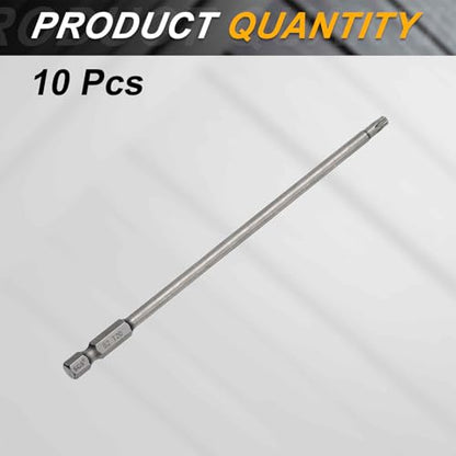 HARFINGTON 10pcs T20 Torx Head Screwdriver Bit 1/4" Hex Shank 6" (150mm) Long Magnetic No Hole Tip Tamper Proof 6 Point Star Screw Driver Drill Bits S2 Steel Industrial Power Screwdrivers - size: T20 x 6"