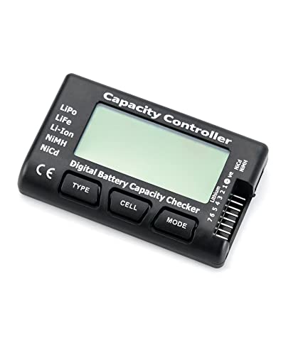 QWORK RC Battery Capacity Checker 2–7S LiPo Li‑ion NiMH – Multi‑Mode Voltage Display for Drone, RC Car & Airplane - size: 1 Pack