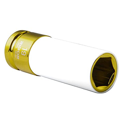 RIGOR 11504 19mm Non-Marring Lug Nut Socket | Wheel Protector Impact Socket | 1/2" Drive, 6 Point, CR-MO, Metric - size: 19mm