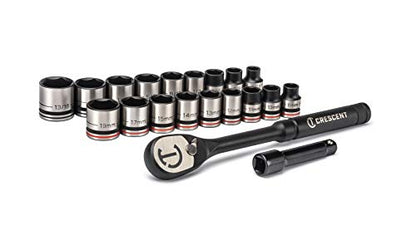 Crescent 20 Piece X10 3/8" Drive 6 Point Standard SAE/Metric Mechanics Tool Set - CSWS38B - size: SAE/Metric, style: 20 Piece 3/8" Drive Mechanic's Tool Set