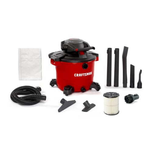 CRAFTSMAN CMXEVBE17607 16 Gal. 6.5 Peak HP Wet Dry Vac with Detach Blower | Portable Shop Vacuum Wet and Dry with Filter, Dust Bag, Hose and Attachments for Garage, Outdoor Cleaning - size: 16 Gallon 6.5 Peak Hp With Dust Bag