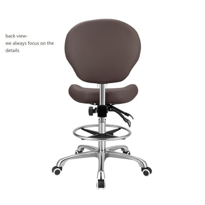 Kaleurrier Office Drafting Chairs with Backs,Talll Office Chairs | Ergonomic,Heavy Duty Drafting Stool Adjustable Height,for Art Studio Standing Desk Kitchen Garage Shop Dental Hair Salon - color: Brown