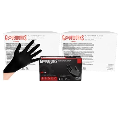 GLOVEWORKS Black Nitrile Gloves for Cooking, Food Prep, Disposable, Latex Free 5 Mil, For Professional Cleaning, Business Use - size: Medium, style: 2 Case of 1000