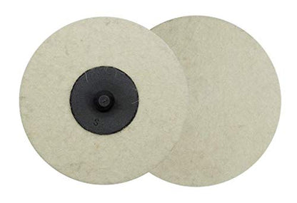Benchmark Abrasives 3" Polishing & Buffing Felt Quick Change Wool Sanding Discs with a Male R-Type Backing Surface Finish Buffing Polish Burr Rust Paint Removal Use with Die Grinder (10 Pack)