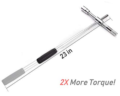 23" Universal Extended Lug Wrench, 4 Way Tire Iron Nut Wrench Set with Storage Bag and Standard Sockets (17mm/19mm,21mm/23mm) for Heavy Duty Cross Wheel Wrench, Lug Nut Removal Tool