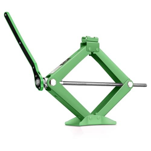 Auto Dynasty Scissor Jack, 2 Ton (4409 LBS) Portable Car Lift Jack, Quick Lift Car Tire Changing Kit with Extended Ratchet Wrench for SUV MPV Auto, Green - color: Green, size: 2T