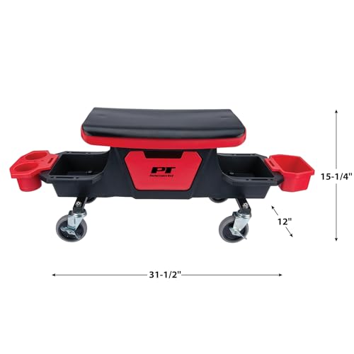 Performance Tool W85035 Heavy Duty Roller Mechanics Seat and Brake Stool with 4-Inch Rubber Swivel Casters Roll Over - style: Rolling Storage Garage Seat