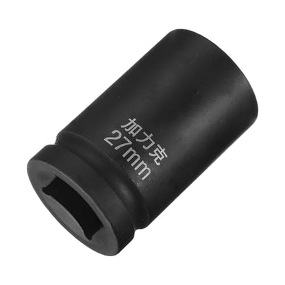 HARFINGTON 4 Point Square Socket 1" Drive by 27mm Metric Square Impact Socket 40CR Blackening Standard Wheel Sockets Pneumatic Socket Tool for Auto Repair Mechanical Maintenance Home Use - size: 27mm