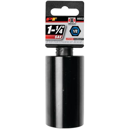 Performance Tool M853 1/2-Inch Drive 6-Point Impact Socket, 1-1/4-Inch for Heavy-Duty Applications with Increased Torque and Durability - size: 1-1/4", style: Deep Wall Impact