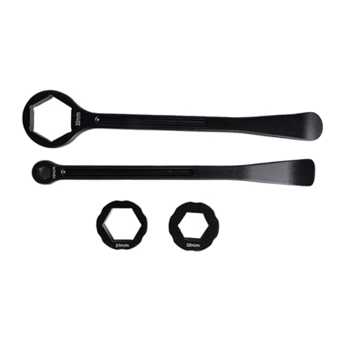 Motorcycle Tire Lever Tool Set Aluminum Alloy Tire Spoon with Wrench Rim Changing Tool Removal Lever for 22 Mm 27 Mm 32 Motorcycle Wheel Maintenance - color: Black