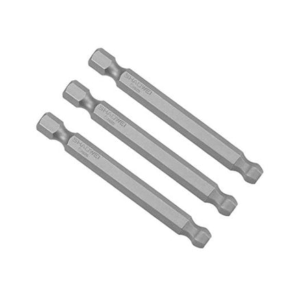 uxcell 3 Pcs H6 (6mm) Ball End Screwdriver Bits, S2 Steel Magnetic 2.6 Inch Long Drill Bit with 1/4 Inch Hex Shank - style: H6