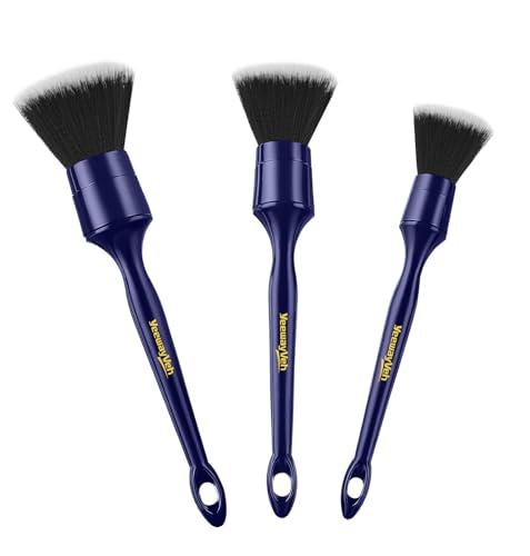 YeewayVeh Car Detailing Brush Set, 3PCS Ultra Soft and Thick No Scratch Detail Brush for Car Dashboard Air Vents Leather Seat Dusting and Cleaning, Auto Interior Exterior Detail Brushes Car Detailing - color: Indigo/Black
