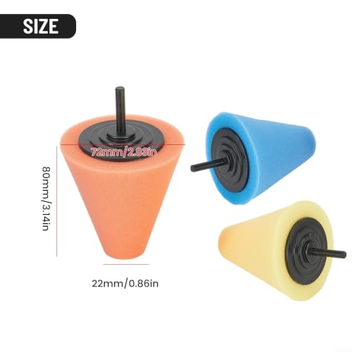 3Pcs Polishing Cone Wheel Polishing Pads Buffing Foam Pad Sponge | Drill Attachment Polishing Sponge Cone Set, Buffing Pads Kit for Wheel Hubs, Bumpers, Door Handles, Aluminum, Stainless Steel