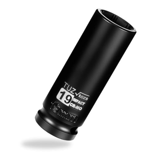 1/2 Inch Drive 19mm Deep Metric 6 Point CR-MO Impact Socket | Radius Corner Design,Square Chamfered Opening,Axle Nut Impact Grade Socket for Easy Removal - size: 1/2” Drive 19mm Deep, style: 1/2" Drive Deep Socket