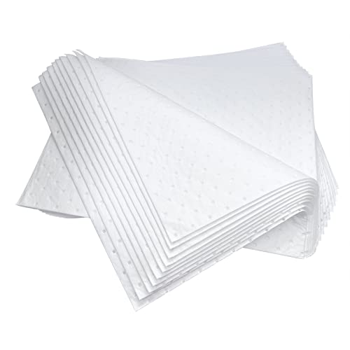 Oil Absorbent Pads 20-Pack 15"x20" Oil-Only Spill Mat | Thick oil-only absorbent mats for oil liquid absorption, durable white filter sheets for industrial & daily cleanup scenarios - color: 20 Pads