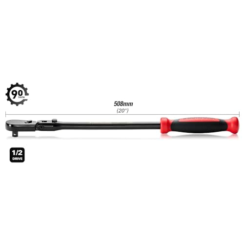 STARWORK TRUE MECHANIC™ 1/2" Drive 90 Tooth Dust-Proof Black Chrome Locking Flex Ratchet, 20" Length - size: 20" Length