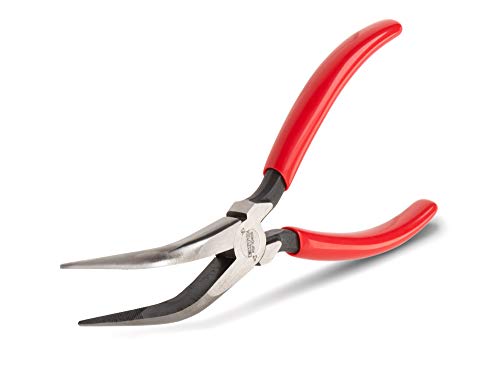 TEKTON 6 Inch 70-Degree Long Nose Pliers | PGF10406 - color: Serrated Jaw, size: 6 Inch 70-Degree Bent