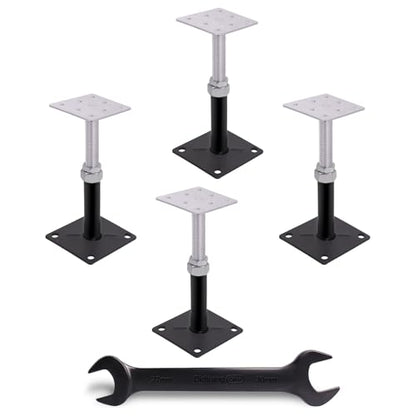 4 Pack 5-8 Inch Adjustable House Floor Jacks, Heavy Duty, 11,000 lb Each | Telescoping Screw Jack Posts Include a Wrench for Temporary Support of Floor Joists, Beams, Porches and Crawl Spaces - size: 5-8 inch