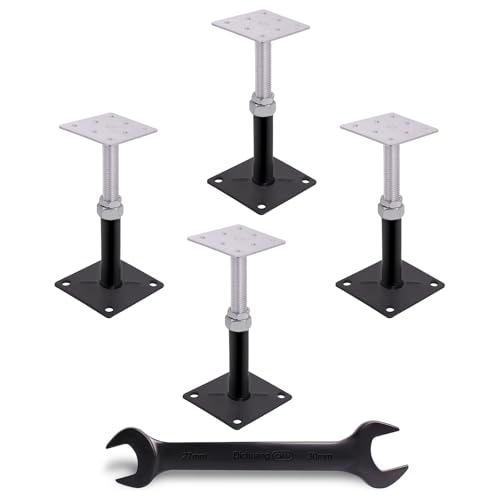 4 Pack 5-8 Inch Adjustable House Floor Jacks, Heavy Duty, 11,000 lb Each | Telescoping Screw Jack Posts Include a Wrench for Temporary Support of Floor Joists, Beams, Porches and Crawl Spaces - size: 5-8 inch