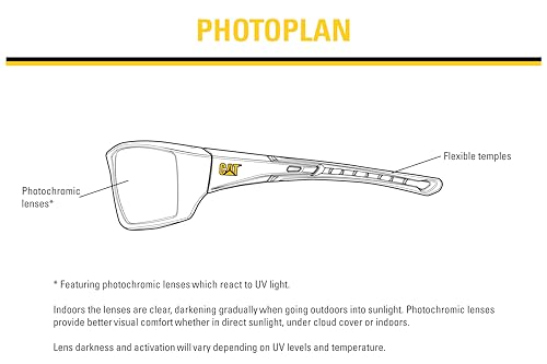 CAT PHOTOPLAN Photochromic Safety Glasses for Men Women, ANSI Z87.1, UV400 Protection, Anti Fog, Scratch Resistant, Ventilated