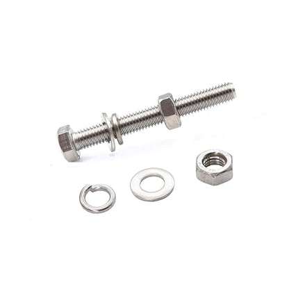 4-Pack M10 x 95mm Hexagon Screws Hex Bolts with M10 Hex Nuts Flat Washers/Spring Lock Washers Set, 304/18-8, Plain Finish - size: 4-Pack M10 x 95mm