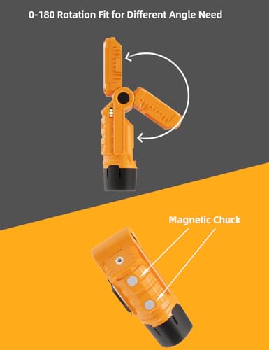 VTEK Rechargeable LED Work Light with Magnetic Base & Hanging Hook Mechanic Portable Working Light for Car Repairing,Home Using,Barbecue,Outdoors (Yellow)