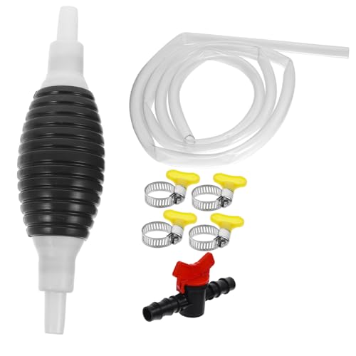 Manual Siphon Hand Pump with Transparent PVC Hose Clamps and Switch Valve for Fuel Oil Water Transfer and Easy to Use Pump Kit for Automotive and Fish Tank Liquid Flow