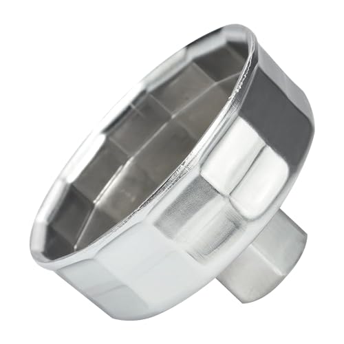 64mm 14 Flutes Oil Filter Socket for Lexus, Scion, Toyota Oil Filter Wrench Oil Filters Cap Removal Tool Chrome Vanadium Steel Oil-Filter Wrenches, Silver