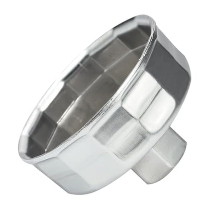 64mm 14 Flutes Oil Filter Socket for Lexus, Scion, Toyota Oil Filter Wrench Oil Filters Cap Removal Tool Chrome Vanadium Steel Oil-Filter Wrenches, Silver