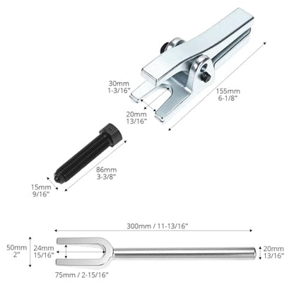QWORK Ball Joint Separator, 15/16 Inch Pickle Fork Tool, Steel Tie Rod Removal Tool, Ball Joint Removal Tool Adjusts from 1-1/3" to 2-1/8"