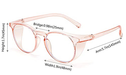 2 Pairs Anti Fog Safety Goggles Protective Glasses Blue Light Blocking Eyeglasses for Men Women - color: Round Pink+blue