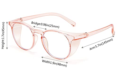 2 Pairs Anti Fog Safety Goggles Protective Glasses Blue Light Blocking Eyeglasses for Men Women - color: Round Pink+purple