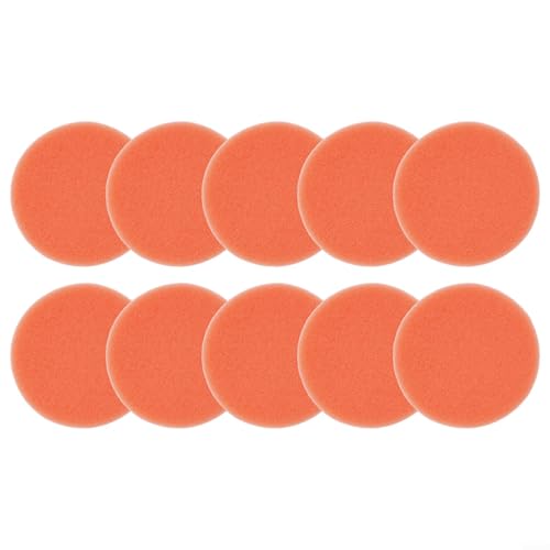 TreasureCave 10 Pcs 3" Orange Foam Polishing Pads for Car Detailing, Wax Applicator Sponge Set Compatible with Orbital Polisher, Machine Buffing Accessories for Paint Correction