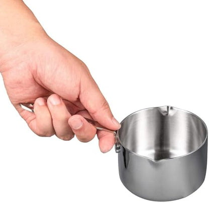 IMEEA 10oz/300ml Mini Butter Warmer Pot 18/10 Stainless Steel Small Sauce Pan with Dual Pour Spouts for Milk, Coffee, Single Serving - size: 10 fl oz