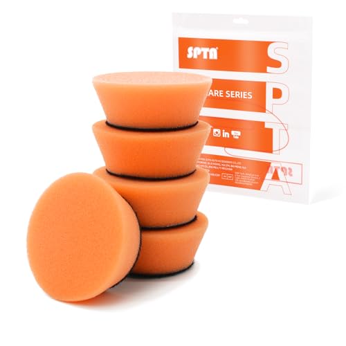 SPTA PRO Orange Heavy-Cut Mini Polishing Foam Pad, 5Pcs 2inch/50mm Sponge Polishing Buffing Pads, Car Foam Detail Polishing Pad Kit for Car Detail Polishing, Small Area Polishing -FF201-5 - color: 5Pcs Orange Heavy-Cut Polishing Pad, size: 2 Inch (50mm)