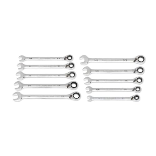 GEARWRENCH 10 Piece 90-Tooth 12 Point SAE Reversible Ratcheting Wrench Set | 86658 - style: 10 Pc SAE